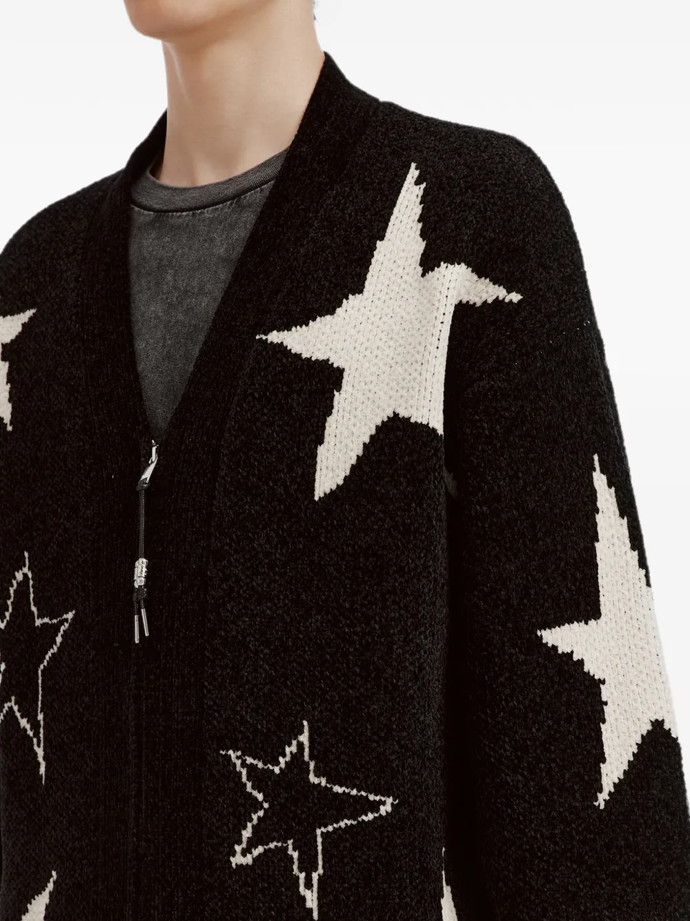 FIVE CM Vest met ster-intarsia en rits Zwart