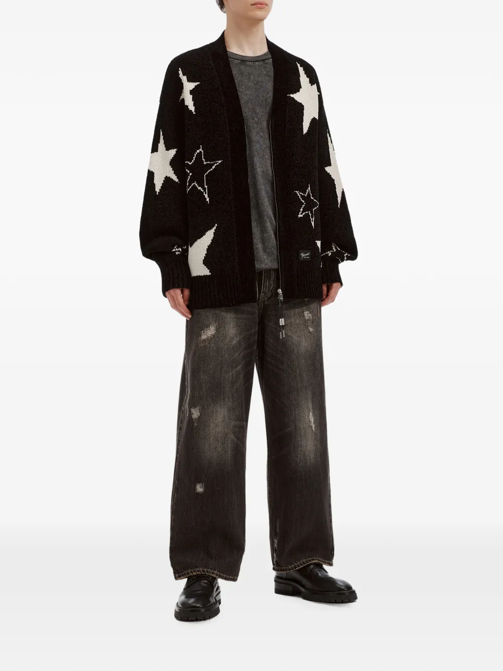FIVE CM Vest met ster-intarsia en rits Zwart