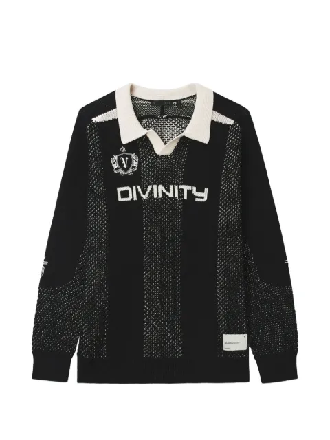 FIVE CM logo-intarsia open-collar sweater