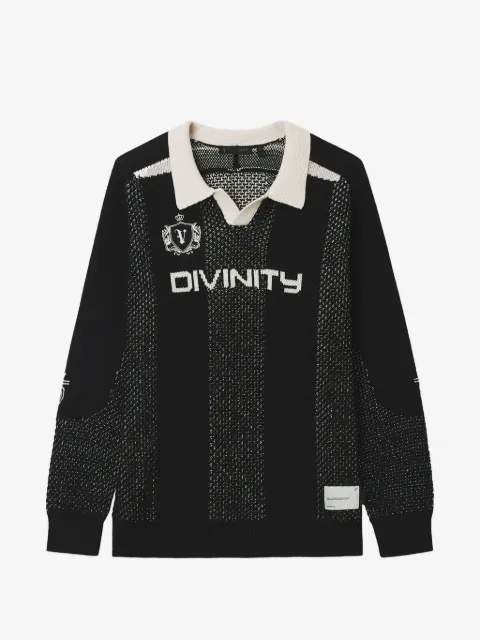 FIVE CM logo-intarsia open-collar sweater