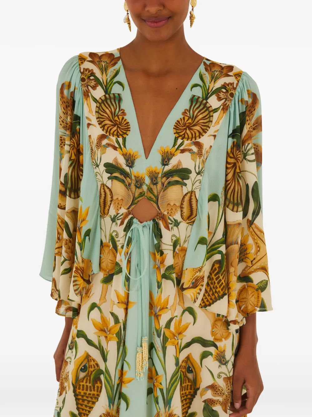 FARM Rio sand-marine-garden maxi dress Beige