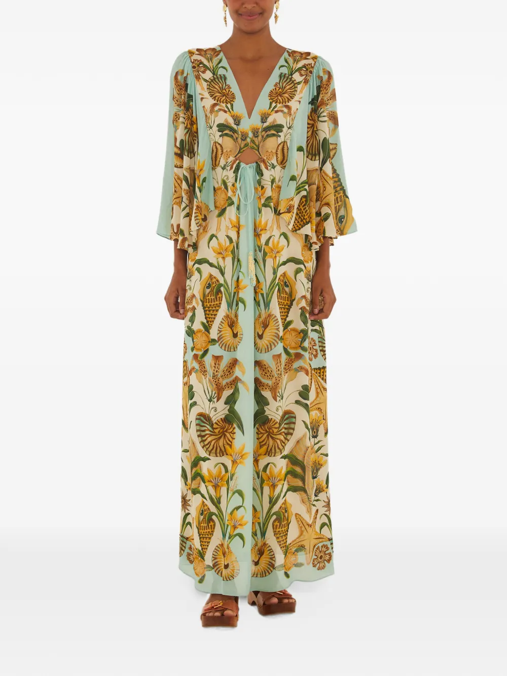 FARM Rio sand-marine-garden maxi dress Beige