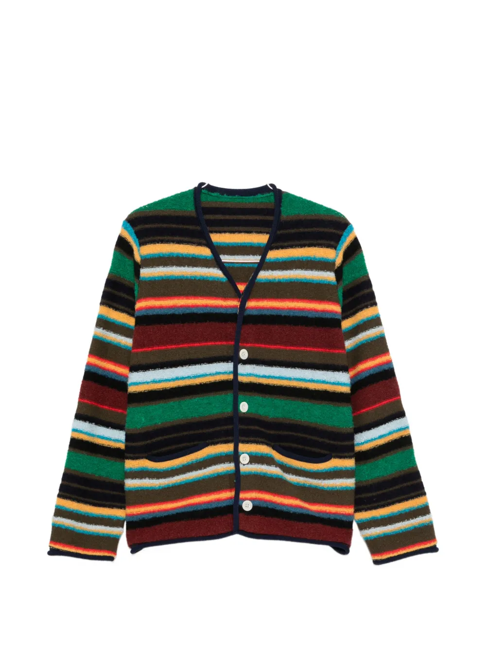 sacai striped V-neck cardigan - Rot
