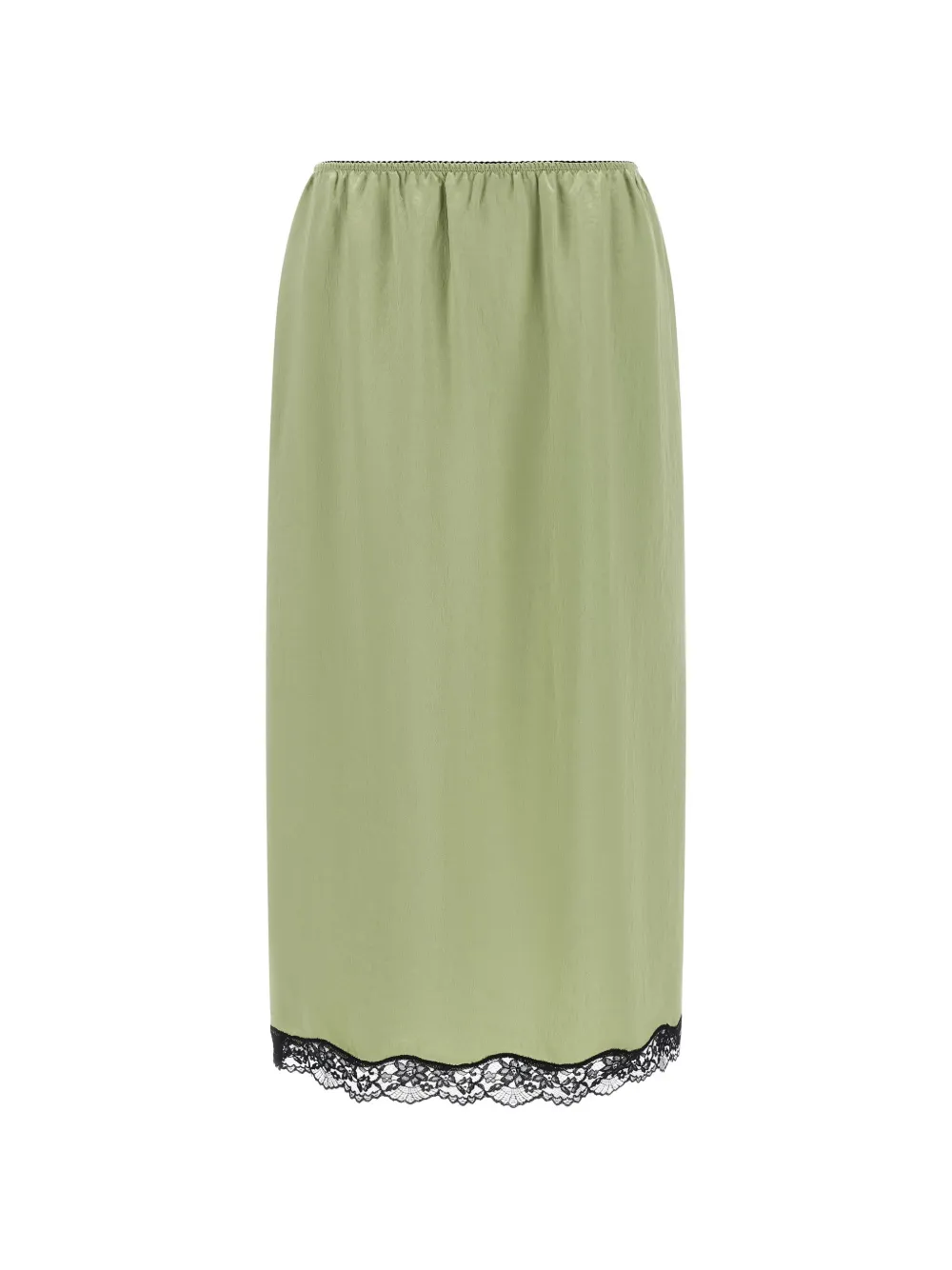 TWINSET midi froissé satin and lace skir - Grün