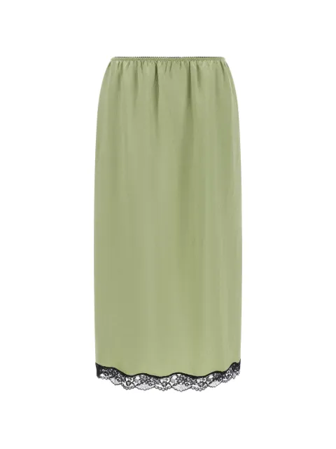 TWINSET midi froissé satin and lace skirt
