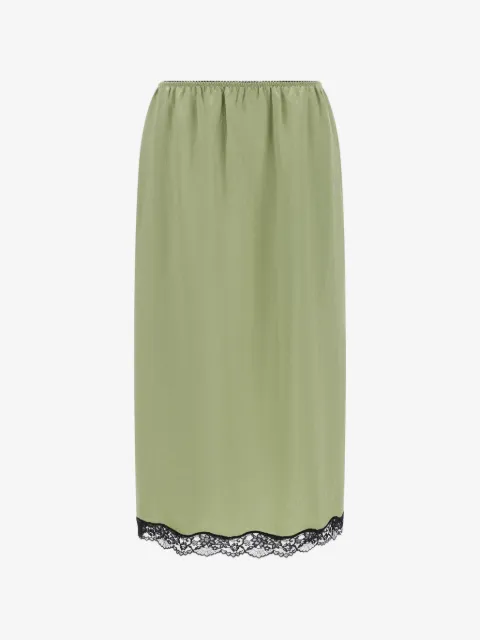 TWINSET midi froissé satin and lace skirt