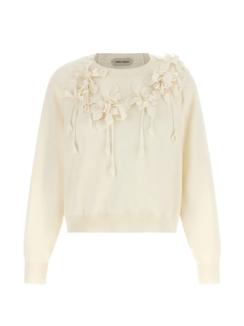 Alberta Ferretti floral-embroidered pendant-detail sweater - Nude