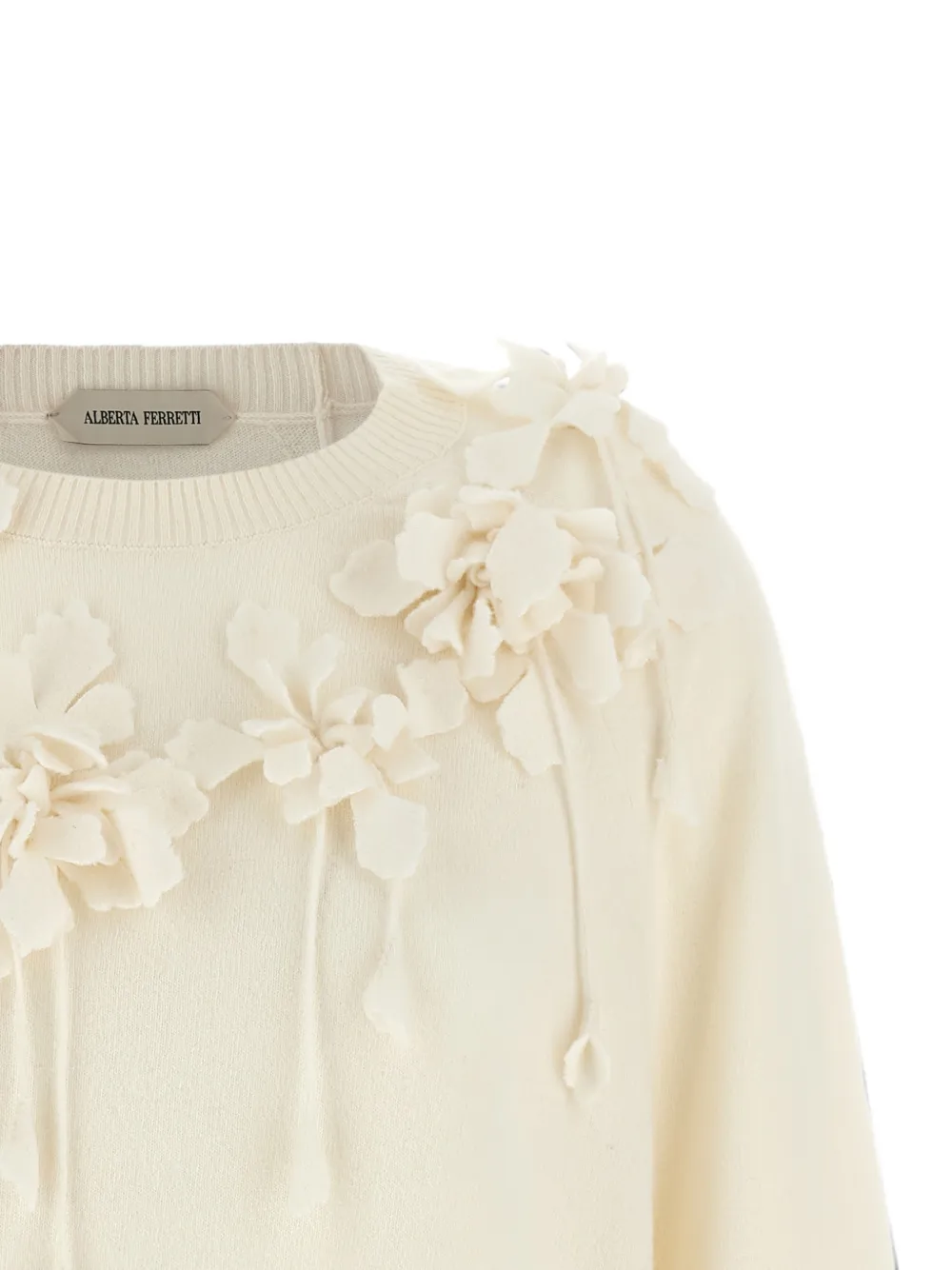 Alberta Ferretti floral-embroidered pendant-detail sweater Beige