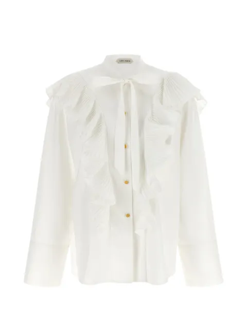 Alberta Ferretti pleated-ruffle pussy-bow shirt