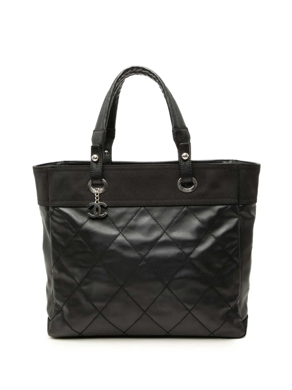 CHANEL Pre-Owned Borsa tote Paris Biarritz media in tela cerata trapuntata 2012 - Nero