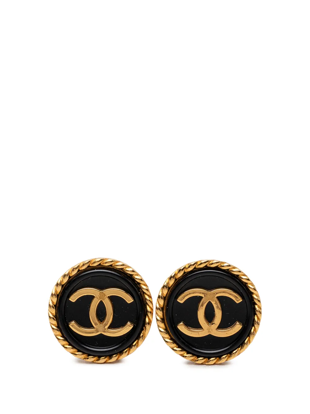 CHANEL Pre-Owned Orecchini a clip CC placcati oro con smalto 1995