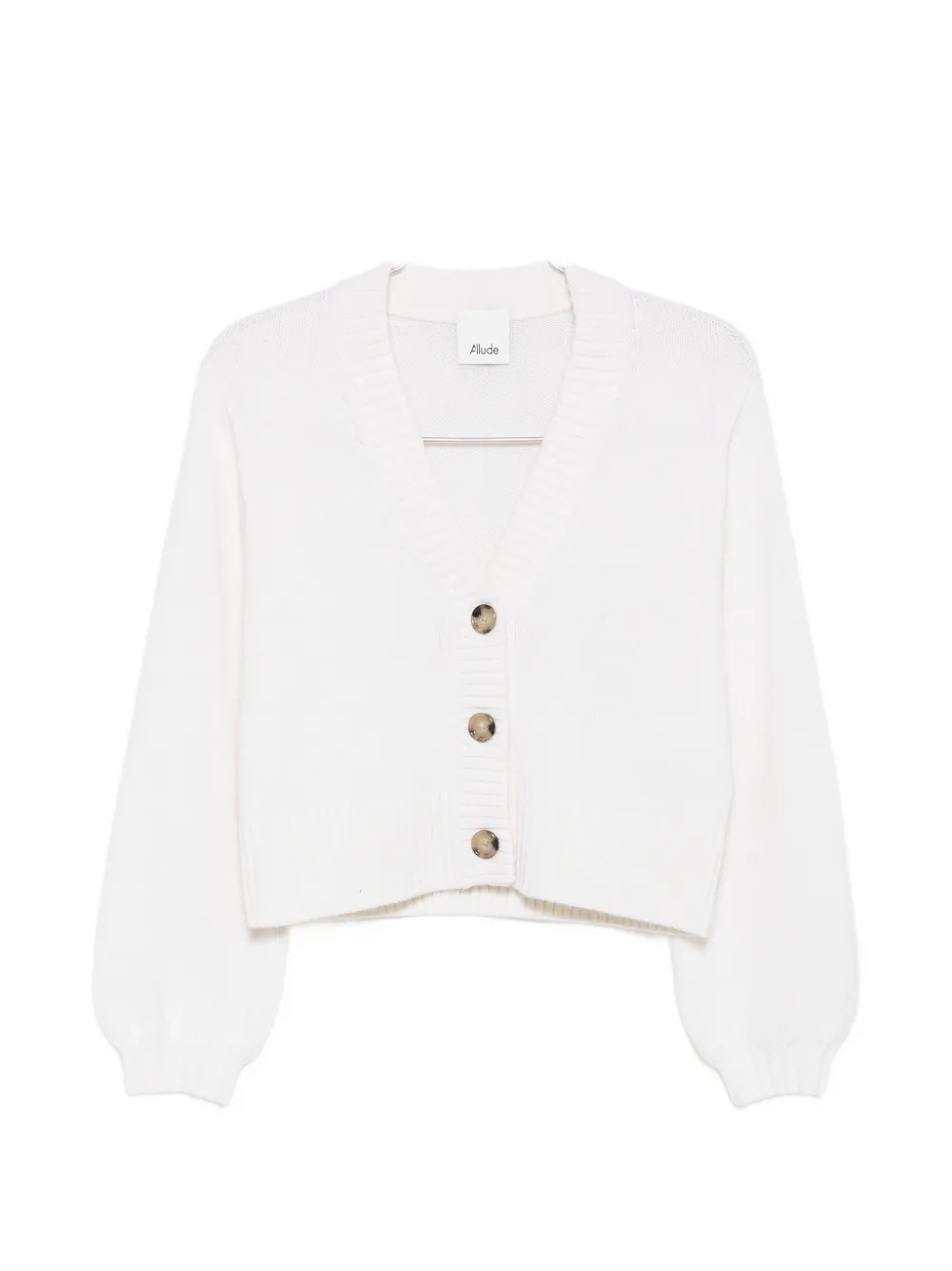 Allude ribbed-trim V-neck cardigan - Weiß