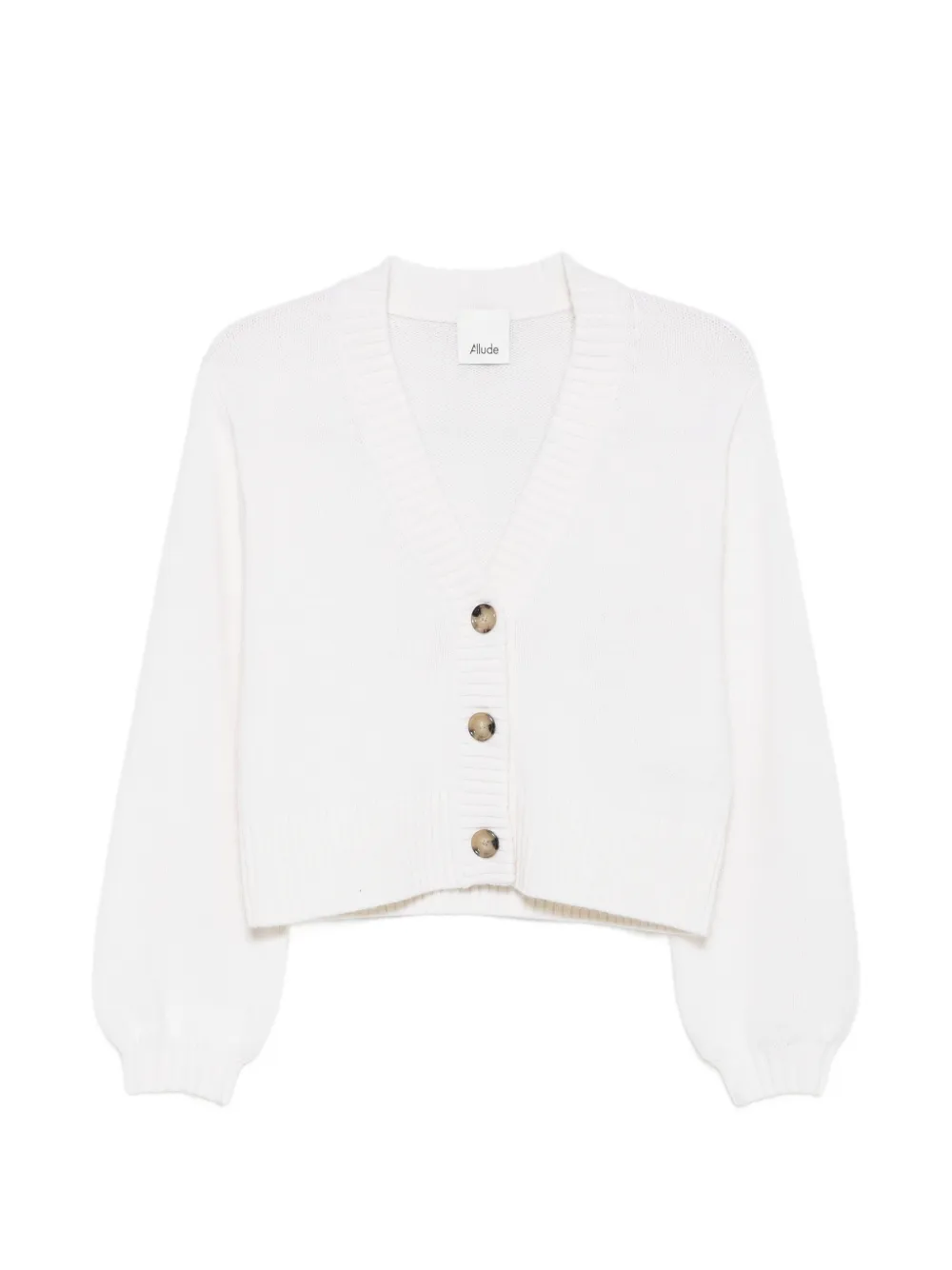 Allude ribbed-trim V-neck cardigan - Weiß