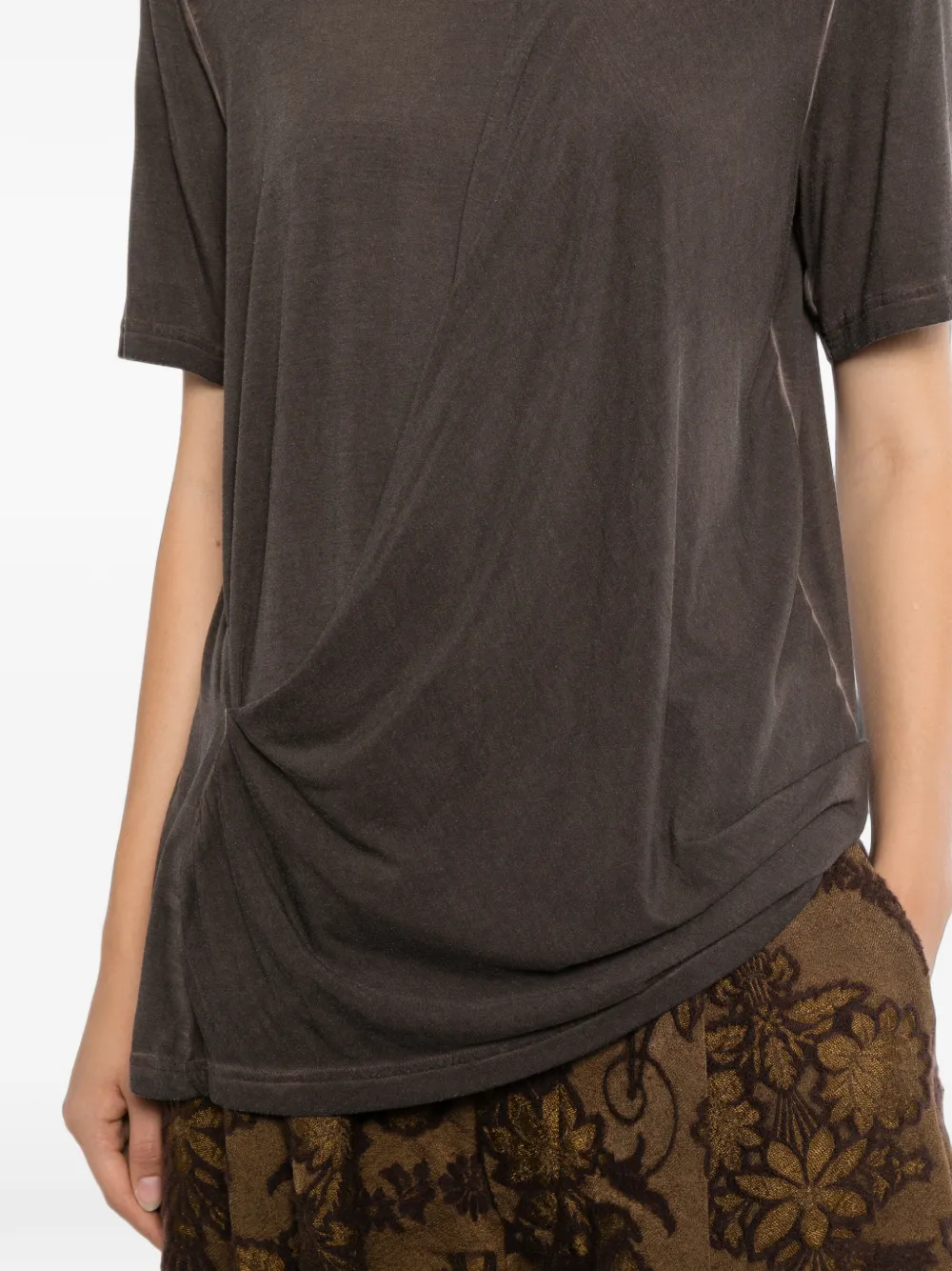 Uma Wang twist-detail T-shirt Bruin
