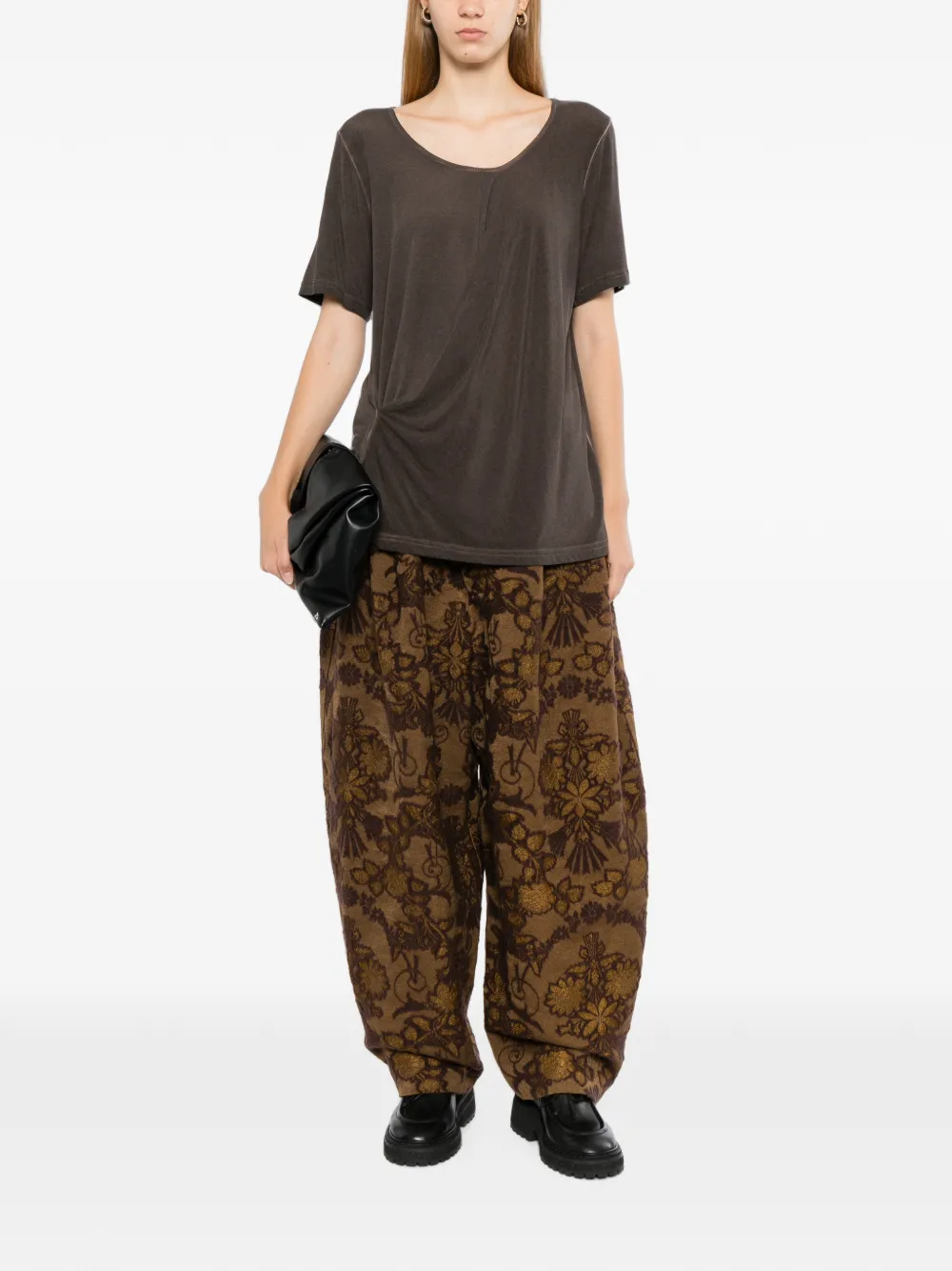 Uma Wang twist-detail T-shirt Bruin