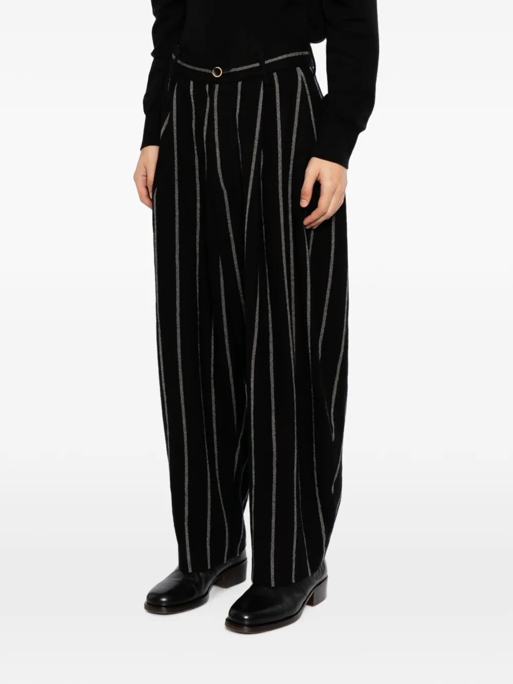 Uma Wang Broek met krijtstreep Zwart