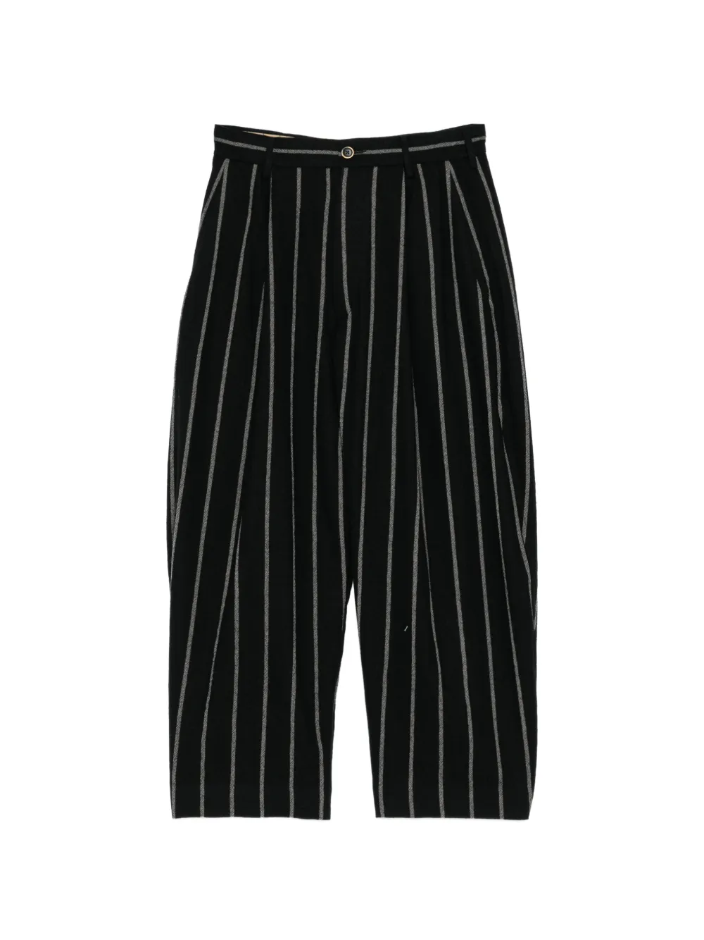 Uma Wang Pantaloni gessati con pieghe - Nero