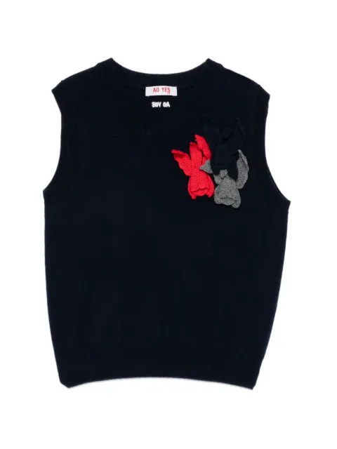 AO YES appliqué-detail V-neck top