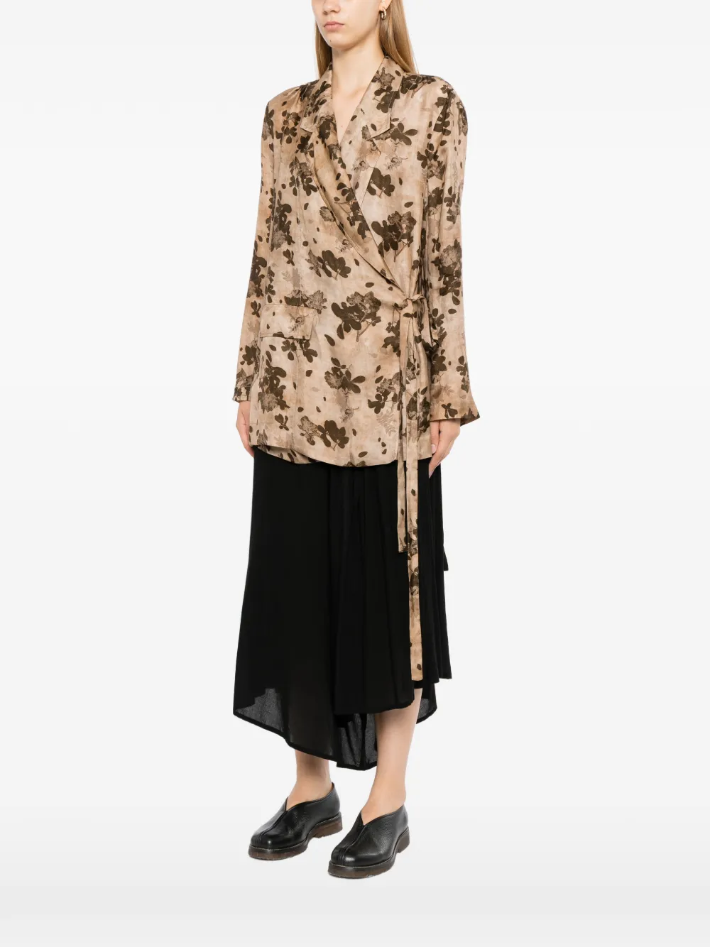 Uma Wang Wikkeljack met bloemenprint Beige