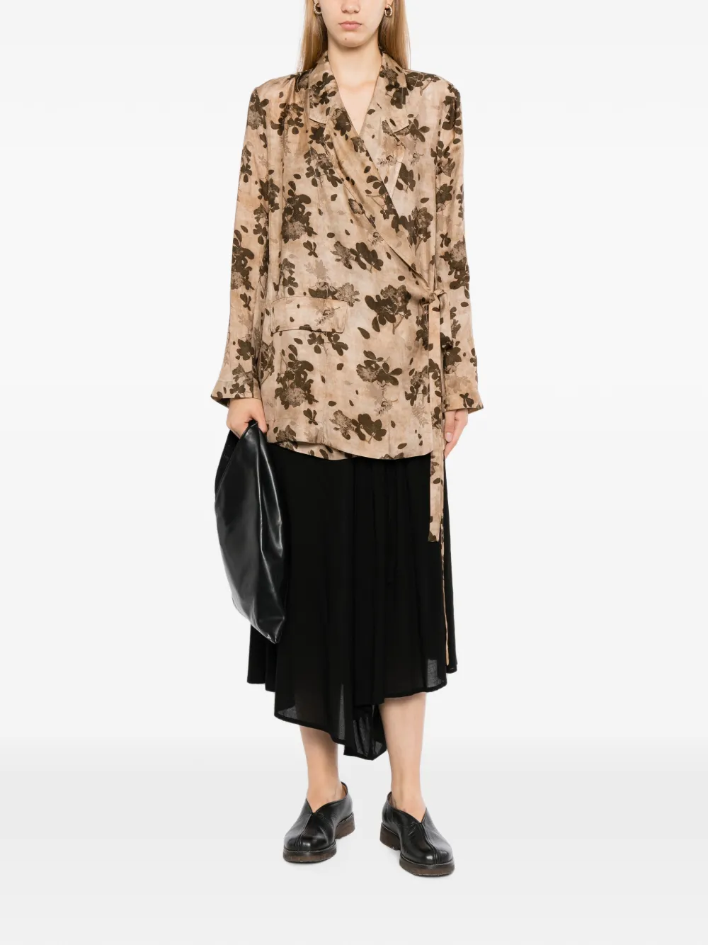 Uma Wang Wikkeljack met bloemenprint Beige