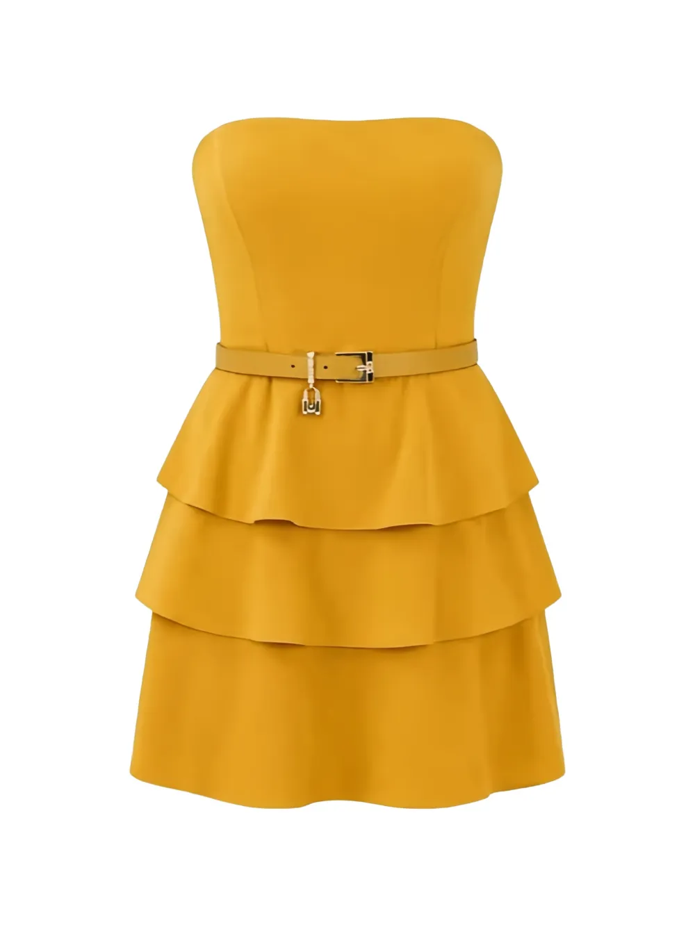 Elisabetta Franchi belted tiered mini dress - Giallo