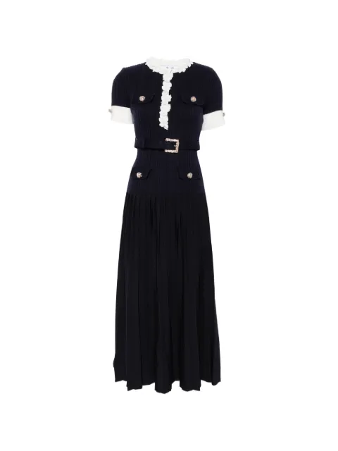 Self-Portrait belted floral-embellished midi dress