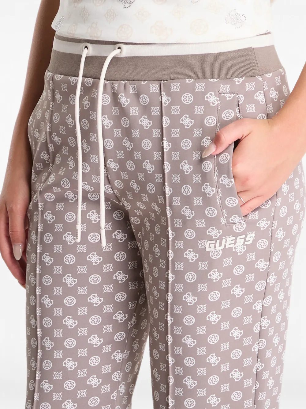 GUESS USA Scuba trainingsbroek met logoprint Bruin