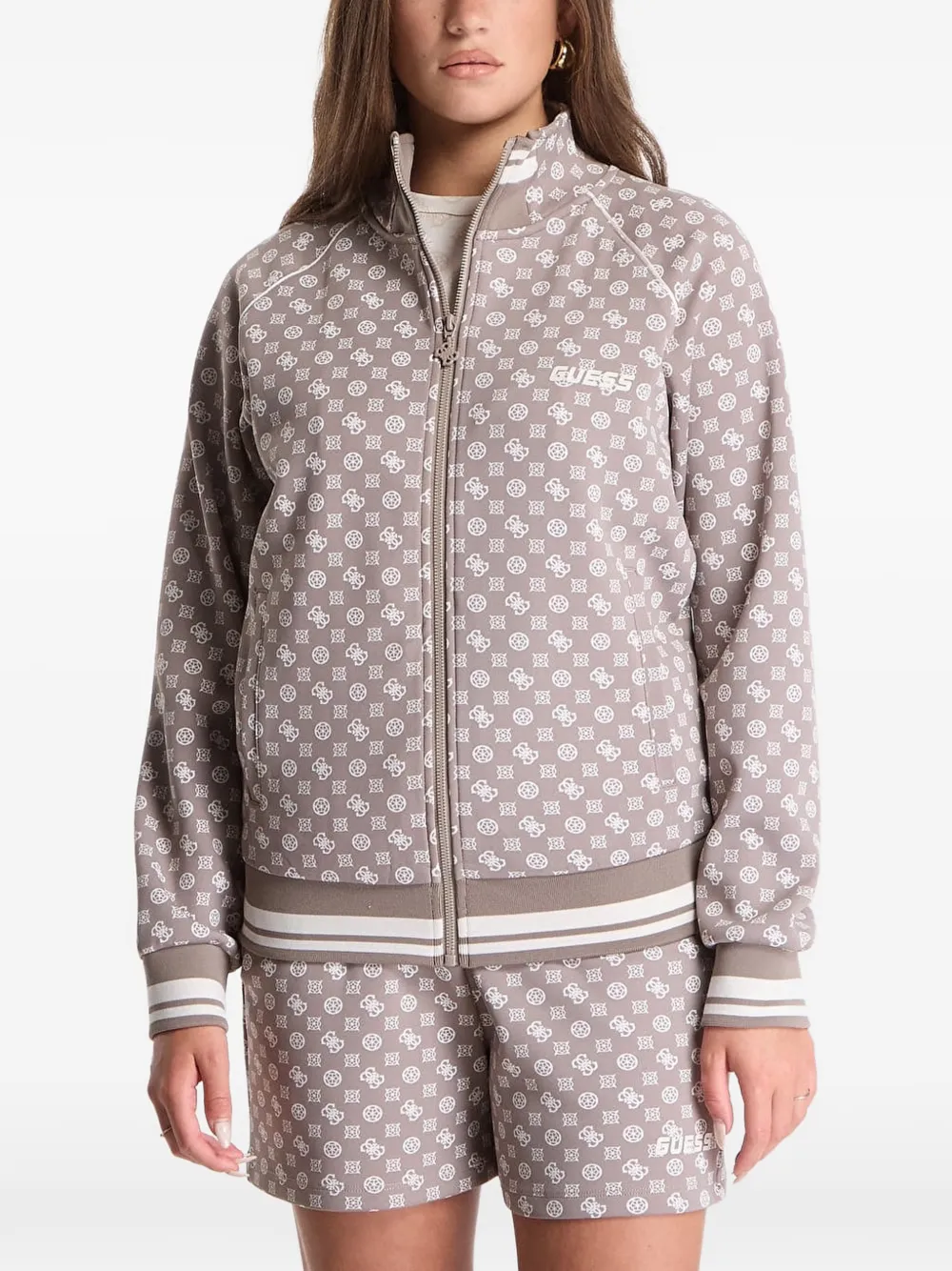 GUESS USA full-zip Scuba sweatshirt - Braun