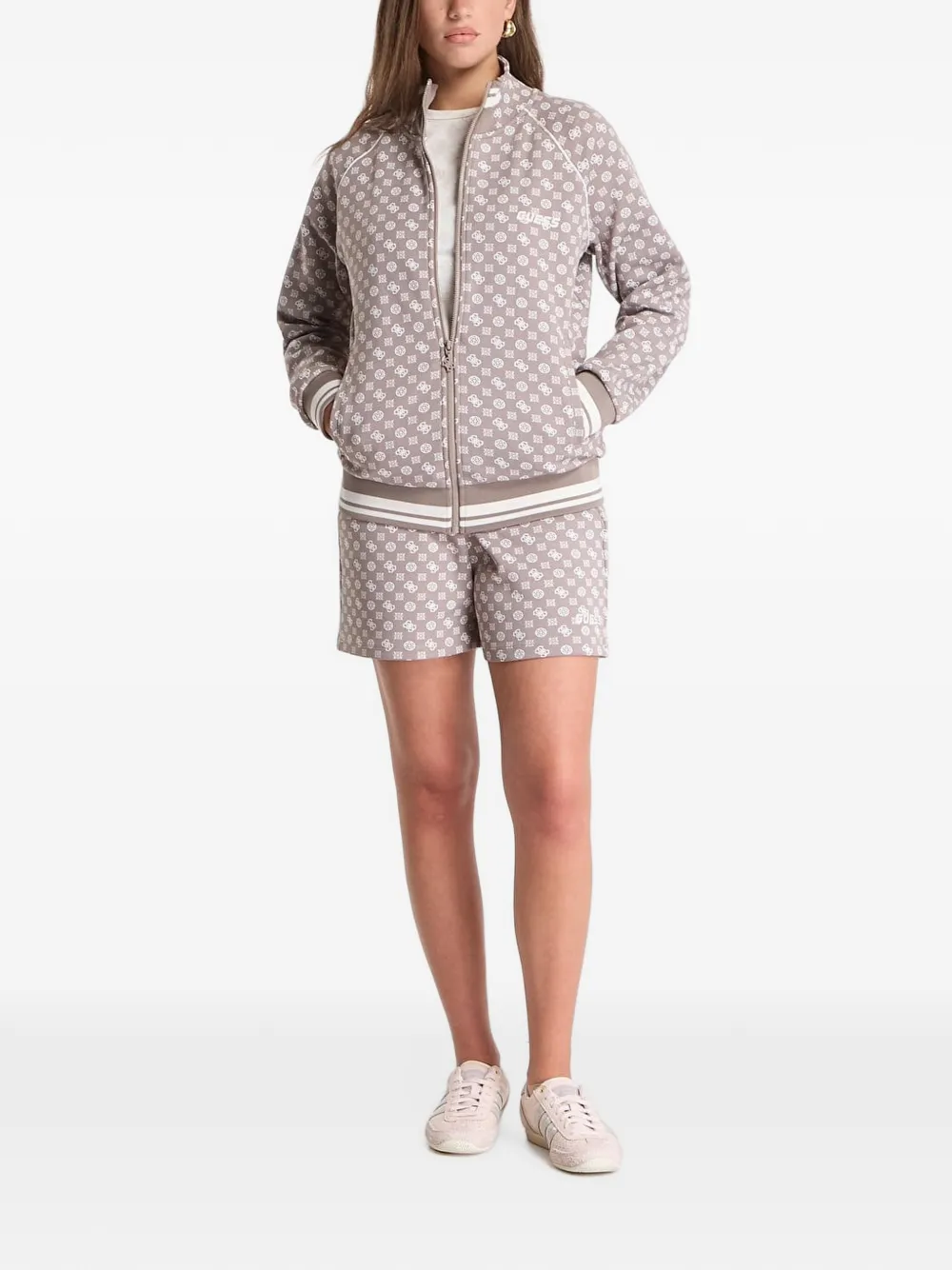 GUESS USA Scuba sweater met rits Bruin