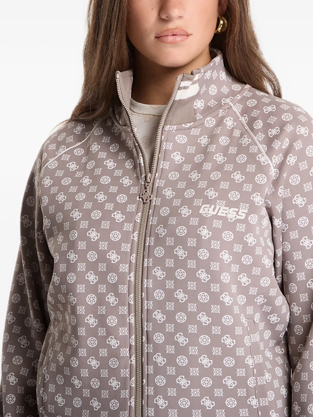 GUESS USA Scuba sweater met rits Bruin