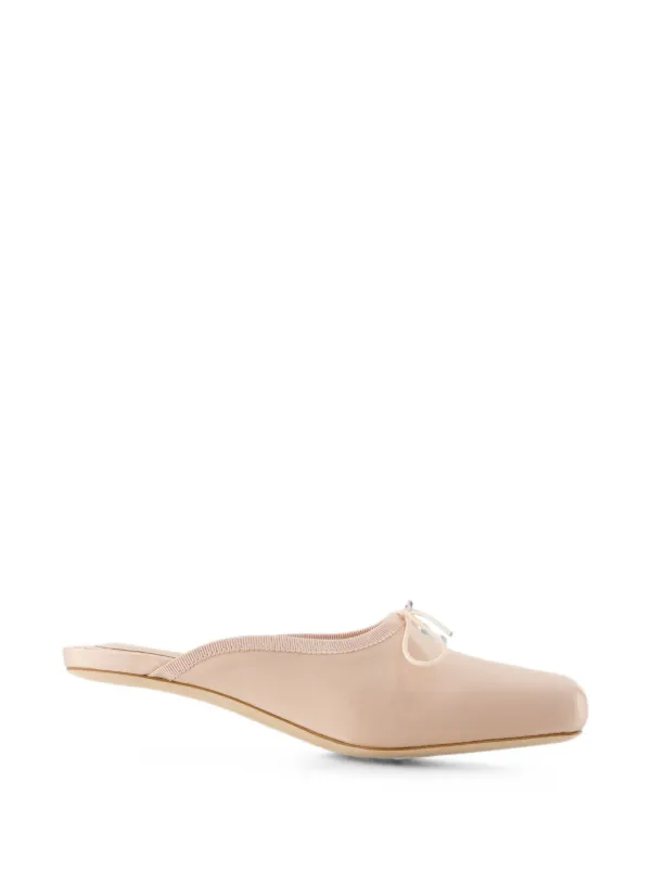 Simone Rocha Pointe Satin Mules in Neutrals