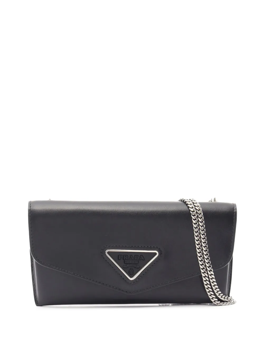 Prada Pre-Owned 2013-2026 mini Triangle Chain Umhängetasche aus Leder - Schwarz