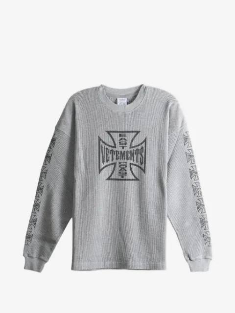 VETEMENTS Big Biker Cross graphic-print waffle-knit T-shirt