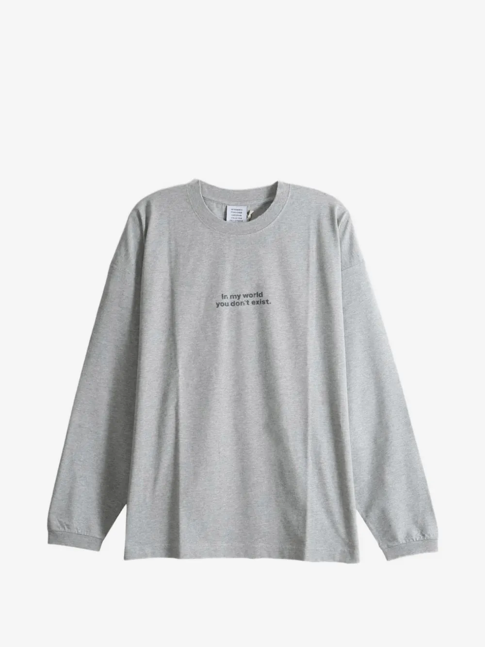 VETEMENTS 슬로건 프린트 긴소매 티셔츠 | 그레이 | Image 1