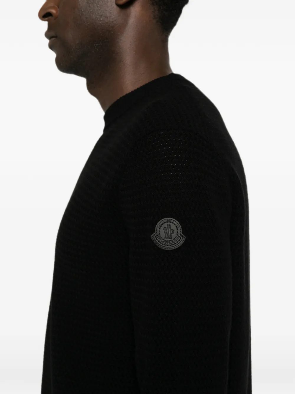 Moncler Kasjmier en wollen trui met textuur Zwart