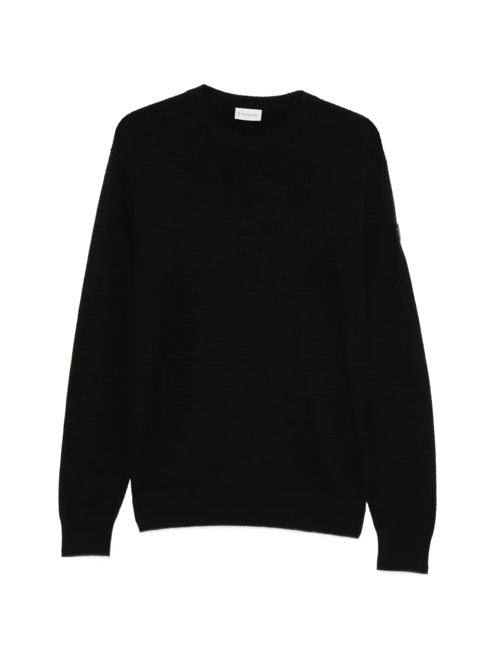 Moncler logo-patch waffle-knit sweater | Black | Image 1