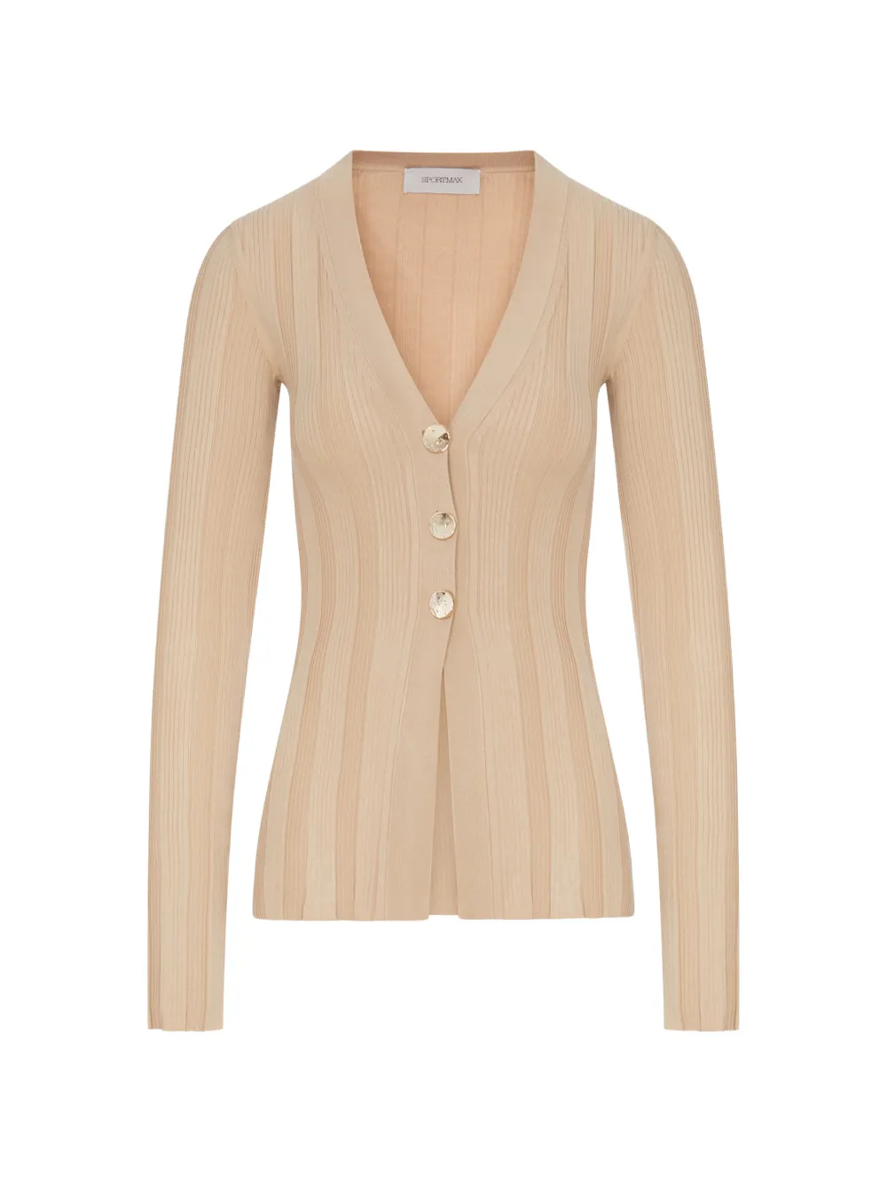 Sportmax ribbed-knit V-neck cardigan - Nude
