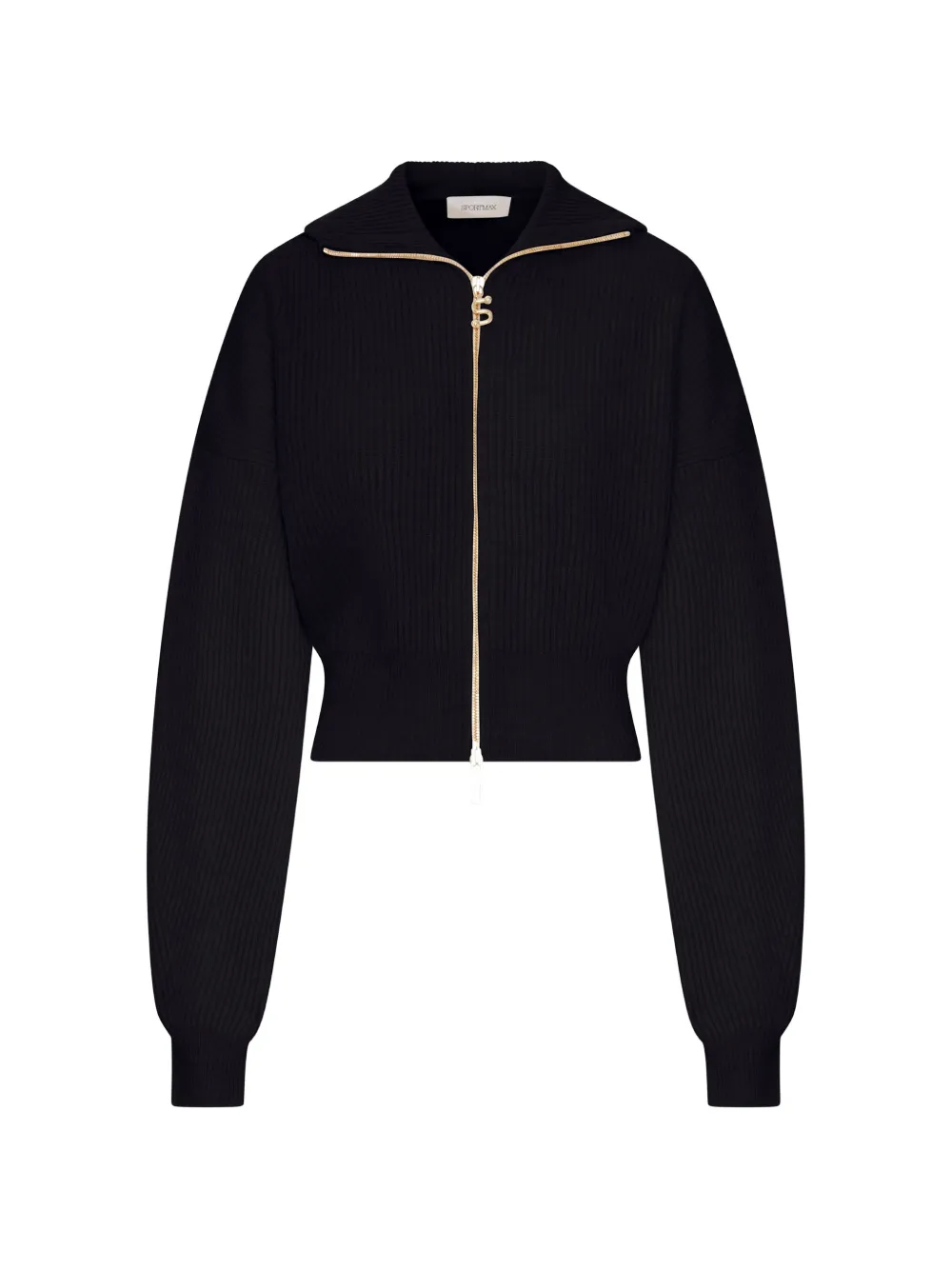 Sportmax ribbed-knit zip-up hoodie - Nero