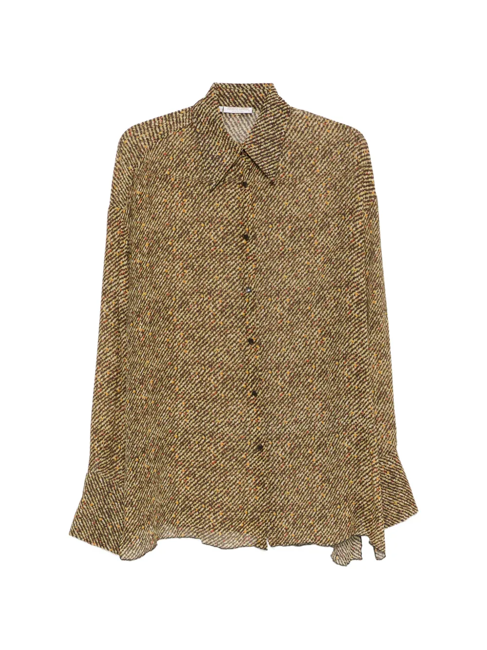 Roberto Cavalli Vintage chemise en soie à rayures diagonales (années 2000) - Marron