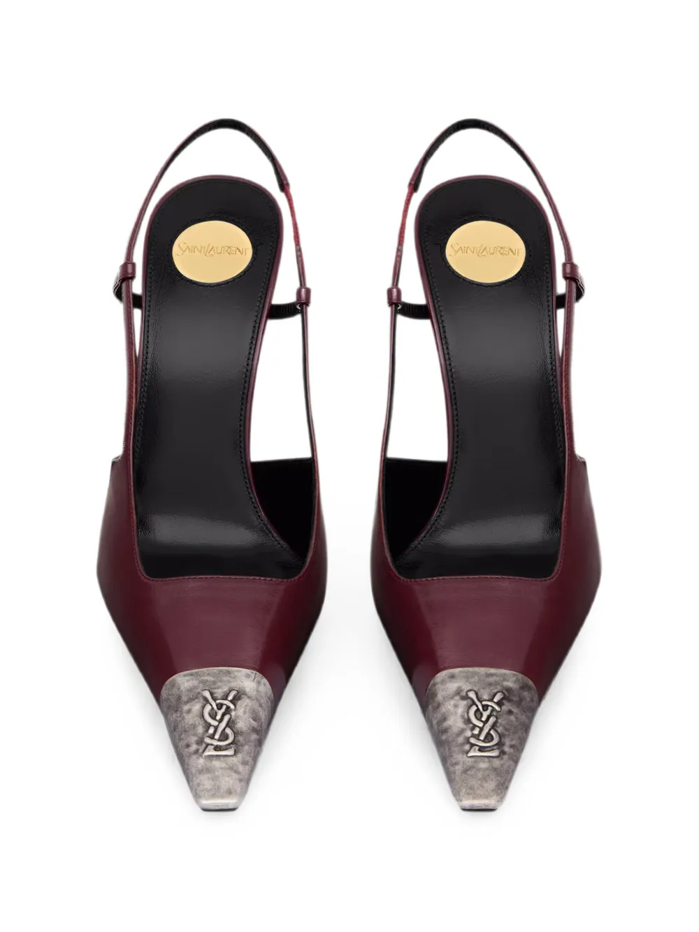 Saint Laurent Jeanne slingback pumps in smooth leather Rood