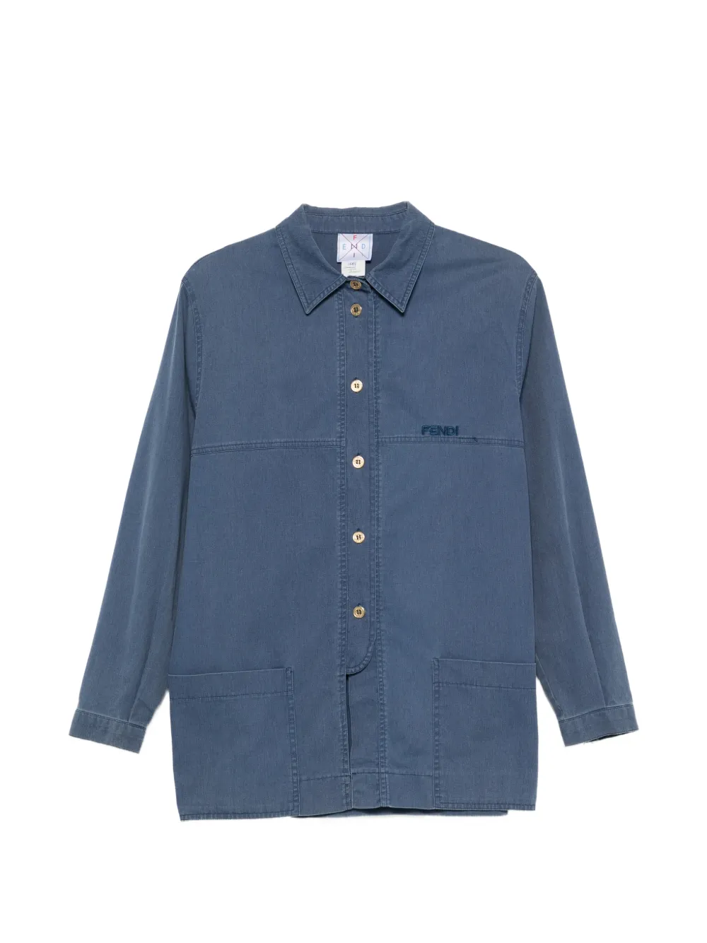 Fendi Pre-Owned 1980s logo-embroidered shirt - Blu