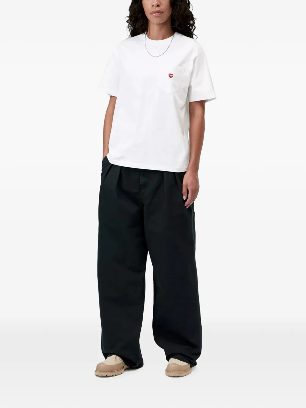 Carhartt WIP S S Pocket Small Heart T-shirt Wit