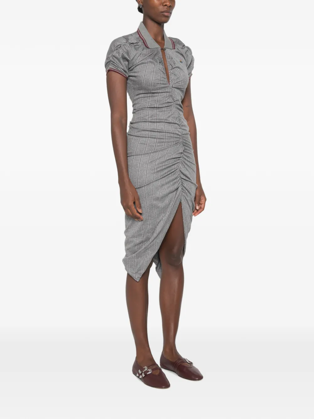 Vivienne Westwood Asymmetrische midi-jurk met ruches Grijs