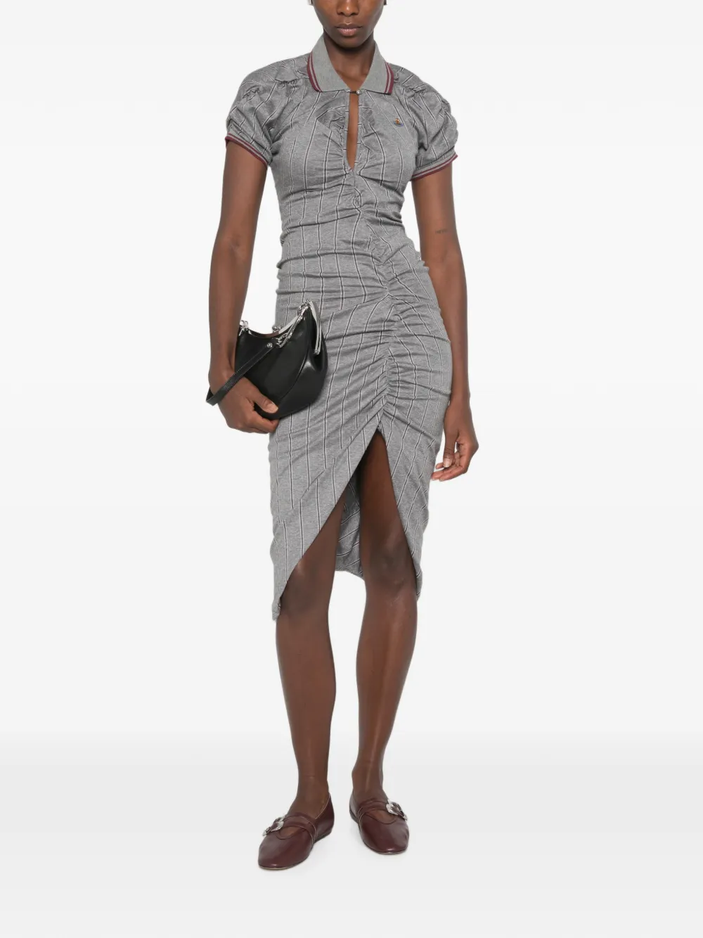Vivienne Westwood Asymmetrische midi-jurk met ruches Grijs