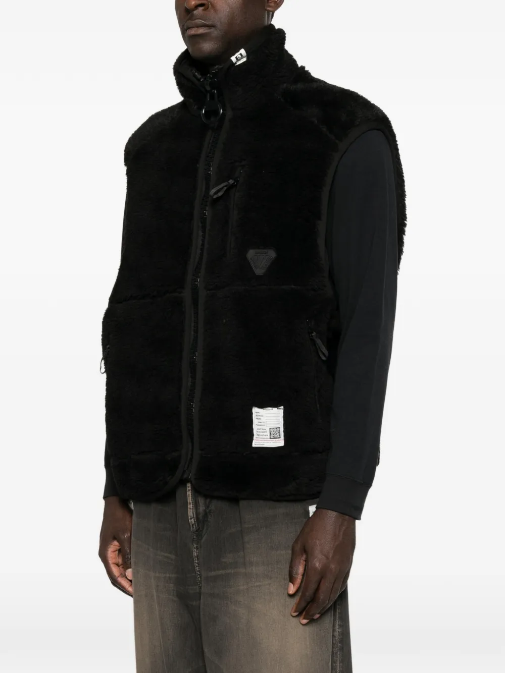 Maison MIHARA YASUHIRO faux-shearling sleeveless jacket Zwart