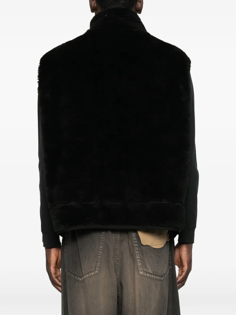 Maison MIHARA YASUHIRO faux-shearling sleeveless jacket Zwart
