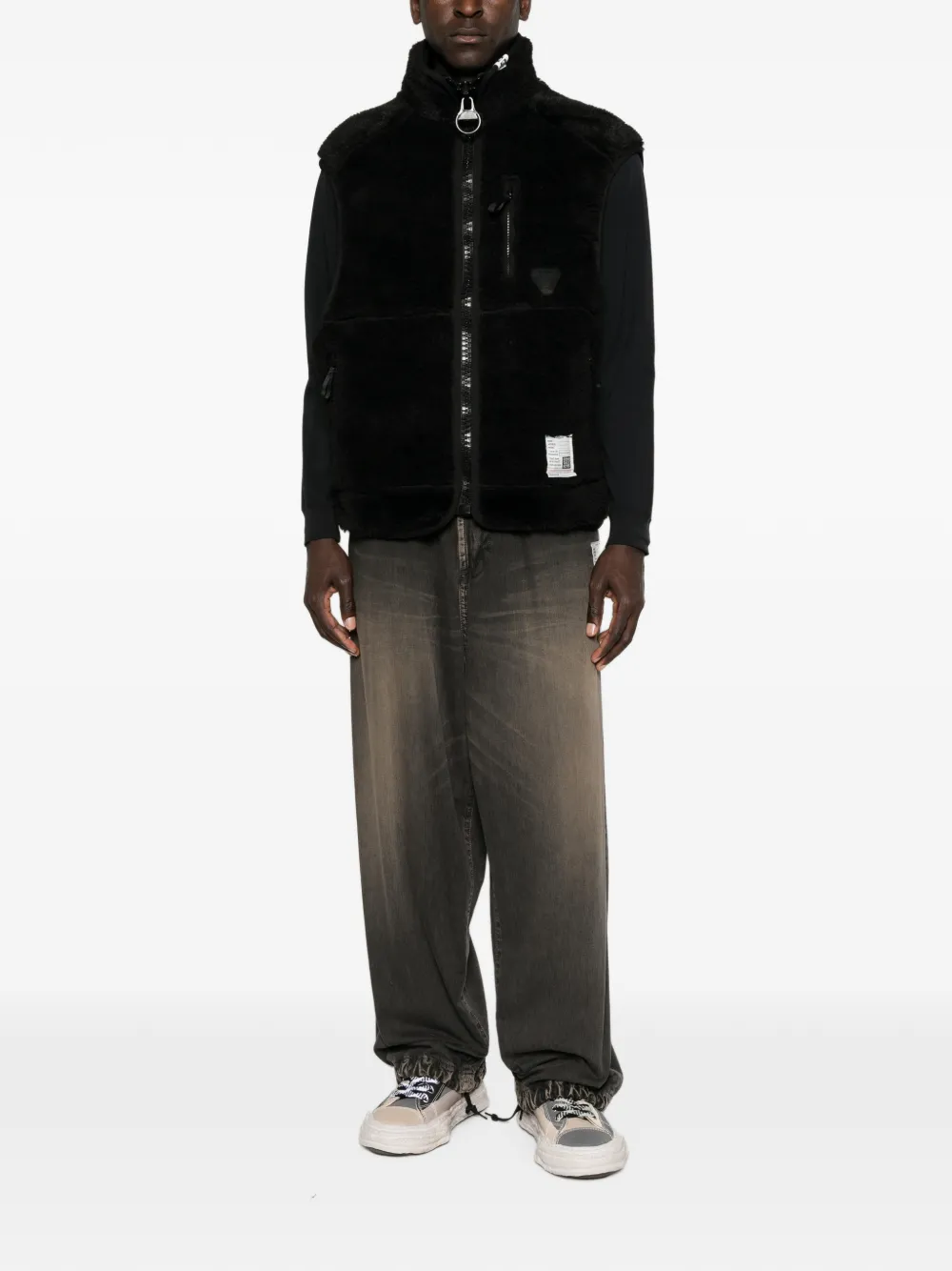 Maison MIHARA YASUHIRO faux-shearling sleeveless jacket Zwart