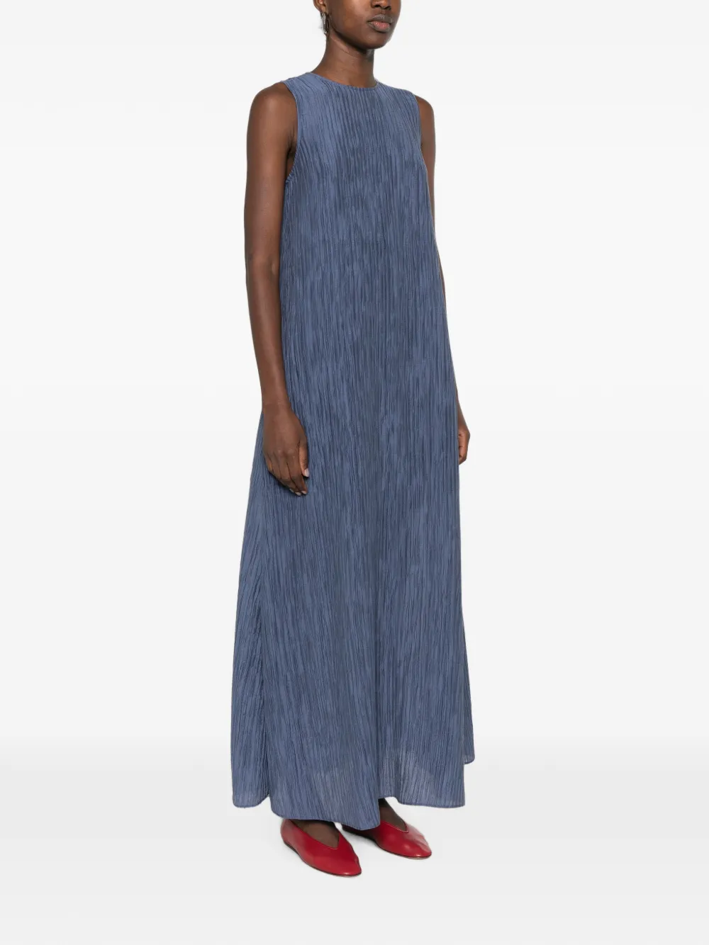 JOSEPH Mouwloze gekreukte maxi-jurk Blauw