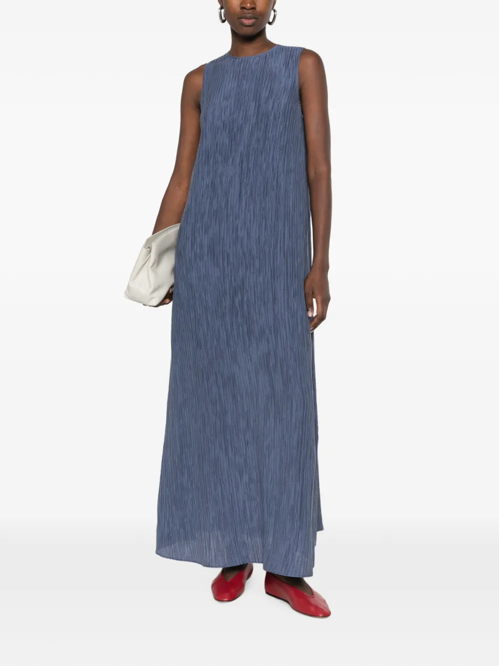 JOSEPH Mouwloze gekreukte maxi-jurk Blauw