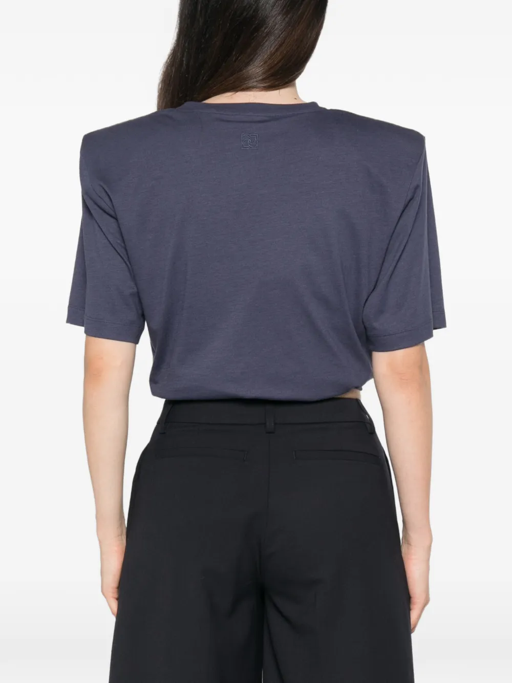 Magda Butrym T-shirt met geknoopt detail en gewatteerde schouders Blauw